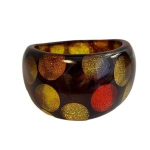 Large Lucite Acrylic Bangle Bracelet Glitter Polka Dots